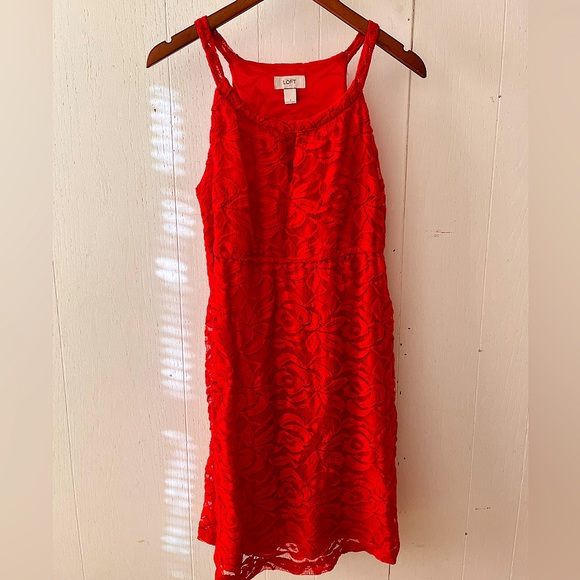 loft red lace dress Ann Taylor Loft Women's Red Lace Dress Size 6 NWT